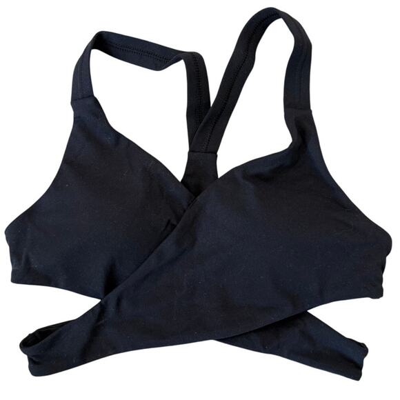 Halara Low Support Crossover Hem Cut Out Racerback Yoga Pilates Sports Bra Blk S - Picture 2 of 7